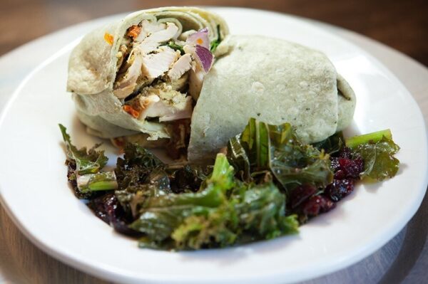 Chicken Pesto Wrap with Kale Salad