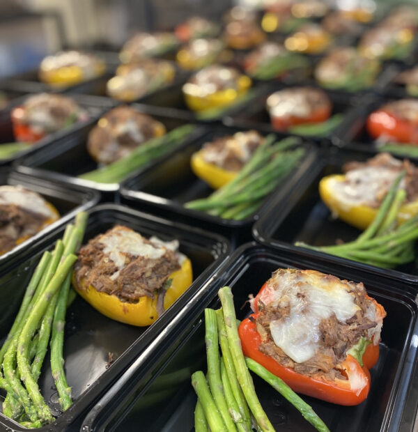 Philly Cheesesteak Stuffed Peppers With Garlicky Asparagus Spears